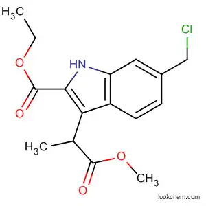 Molecular Structure of 781638-73-1 (1H-Indole-3-propanoic acid, 6-(chloromethyl)-2-(ethoxycarbonyl)-,
methyl ester)