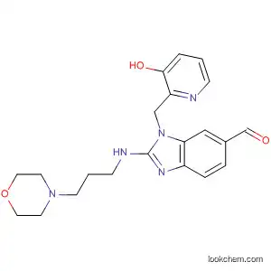 Molecular Structure of 857071-32-0 (1H-Benzimidazole-6-carboxaldehyde,
1-[(3-hydroxy-2-pyridinyl)methyl]-2-[[3-(4-morpholinyl)propyl]amino]-)