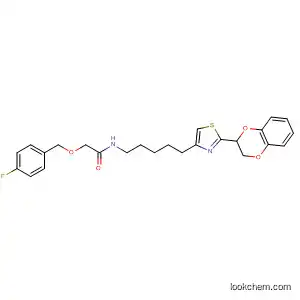 Molecular Structure of 911363-61-6 (Acetamide,
N-[5-[2-(2,3-dihydro-1,4-benzodioxin-2-yl)-4-thiazolyl]pentyl]-2-[(4-fluoro
phenyl)methoxy]-)