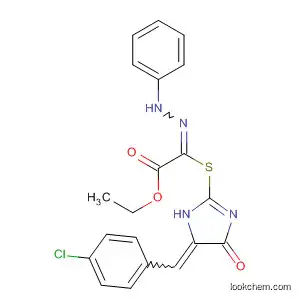 Molecular Structure of 911371-78-3 (Acetic acid,
[[5-[(4-chlorophenyl)methylene]-4,5-dihydro-4-oxo-1H-imidazol-2-yl]thio]
(phenylhydrazono)-, ethyl ester)