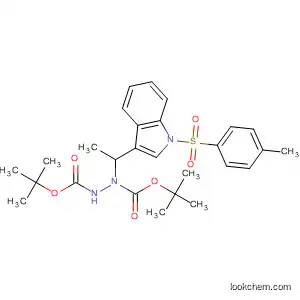 Molecular Structure of 911391-87-2 (1,2-Hydrazinedicarboxylic acid,
1-[1-[1-[(4-methylphenyl)sulfonyl]-1H-indol-3-yl]ethyl]-,
bis(1,1-dimethylethyl) ester)