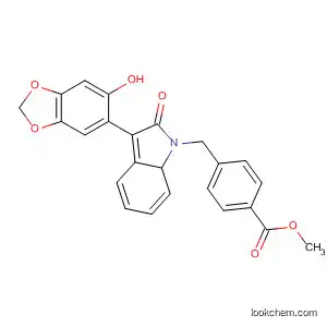 Molecular Structure of 912668-49-6 (Benzoic acid,
4-[[2,3-dihydro-3-(6-hydroxy-1,3-benzodioxol-5-yl)-2-oxo-1H-indol-1-yl]
methyl]-, methyl ester)