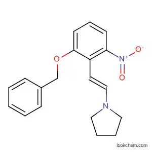 Molecular Structure of 99474-12-1 (Pyrrolidine, 1-[(1E)-2-[2-nitro-6-(phenylmethoxy)phenyl]ethenyl]-)