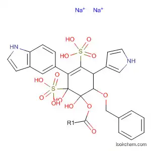 Molecular Structure of 902486-70-8 (3-Cyclohexene-1,2-diol,
3-(1H-indol-5-yl)-6-(phenylmethoxy)-5-(1H-pyrrol-3-yl)-, bis(hydrogen
sulfate) (ester), disodium salt, (1S,2R,5R,6R)-)
