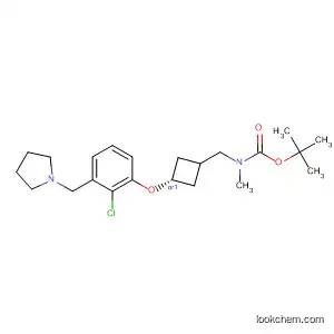 Molecular Structure of 917816-01-4 (Carbamic acid,
N-[[trans-3-[2-chloro-3-(1-pyrrolidinylmethyl)phenoxy]cyclobutyl]methyl]-
N-methyl-, 1,1-dimethylethyl ester)