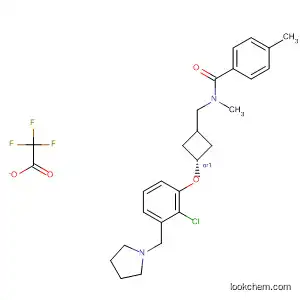 Molecular Structure of 917816-10-5 (Benzamide,
N-[[trans-3-[2-chloro-3-(1-pyrrolidinylmethyl)phenoxy]cyclobutyl]methyl]-
N,4-dimethyl-, 2,2,2-trifluoroacetate (1:1))