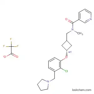 Molecular Structure of 917816-38-7 (3-Pyridinecarboxamide,
N-[[trans-3-[2-chloro-3-(1-pyrrolidinylmethyl)phenoxy]cyclobutyl]methyl]-
N-methyl-, 2,2,2-trifluoroacetate (1:?))