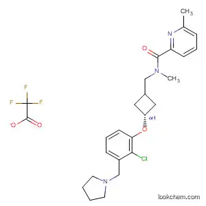 Molecular Structure of 917816-42-3 (2-Pyridinecarboxamide,
N-[[trans-3-[2-chloro-3-(1-pyrrolidinylmethyl)phenoxy]cyclobutyl]methyl]-
N,6-dimethyl-, 2,2,2-trifluoroacetate (1:?))