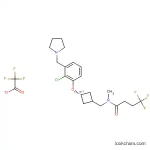 Molecular Structure of 917816-62-7 (Butanamide,
N-[[trans-3-[2-chloro-3-(1-pyrrolidinylmethyl)phenoxy]cyclobutyl]methyl]-
4,4,4-trifluoro-N-methyl-, 2,2,2-trifluoroacetate (1:1))