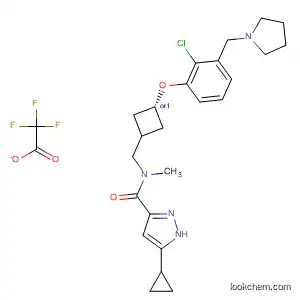Molecular Structure of 917816-66-1 (1H-Pyrazole-3-carboxamide,
N-[[trans-3-[2-chloro-3-(1-pyrrolidinylmethyl)phenoxy]cyclobutyl]methyl]-
5-cyclopropyl-N-methyl-, 2,2,2-trifluoroacetate (1:?))