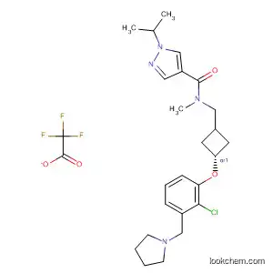 Molecular Structure of 917817-02-8 (1H-Pyrazole-4-carboxamide,
N-[[trans-3-[2-chloro-3-(1-pyrrolidinylmethyl)phenoxy]cyclobutyl]methyl]-
N-methyl-1-(1-methylethyl)-, 2,2,2-trifluoroacetate (1:?))