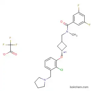 Molecular Structure of 917817-22-2 (Benzamide,
N-[[trans-3-[2-chloro-3-(1-pyrrolidinylmethyl)phenoxy]cyclobutyl]methyl]-
3,5-difluoro-N-methyl-, 2,2,2-trifluoroacetate (1:1))