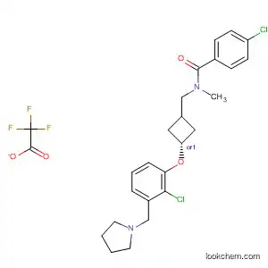 Molecular Structure of 917817-38-0 (Benzamide,
4-chloro-N-[[trans-3-[2-chloro-3-(1-pyrrolidinylmethyl)phenoxy]cyclobutyl
]methyl]-N-methyl-, 2,2,2-trifluoroacetate (1:1))