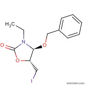 Molecular Structure of 917824-07-8 (2-Oxazolidinone, 3-ethyl-5-(iodomethyl)-4-(phenylmethoxy)-, (4S,5R)-)