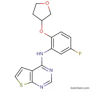 Molecular Structure of 917906-94-6 (Thieno[2,3-d]pyrimidin-4-amine,
N-[5-fluoro-2-[(tetrahydro-3-furanyl)oxy]phenyl]-)