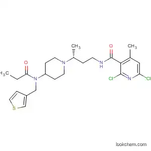 Molecular Structure of 918140-08-6 (3-Pyridinecarboxamide,
2,6-dichloro-4-methyl-N-[(3R)-3-[4-[(1-oxopropyl)(3-thienylmethyl)amino
]-1-piperidinyl]butyl]-)