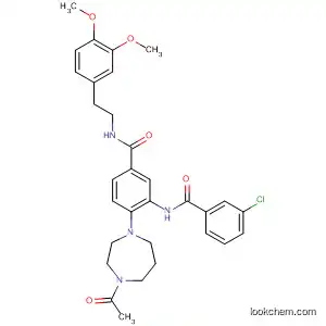 Molecular Structure of 918308-43-7 (Benzamide,
4-(4-acetylhexahydro-1H-1,4-diazepin-1-yl)-3-[(3-chlorobenzoyl)amino]-
N-[2-(3,4-dimethoxyphenyl)ethyl]-)