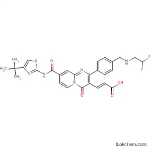 Molecular Structure of 918308-69-7 (2-Propenoic acid,
3-[2-[4-[[(2,2-difluoroethyl)amino]methyl]phenyl]-8-[[[4-(1,1-dimethylethyl)
-2-thiazolyl]amino]carbonyl]-4-oxo-4H-pyrido[1,2-a]pyrimidin-3-yl]-,
(2E)-)