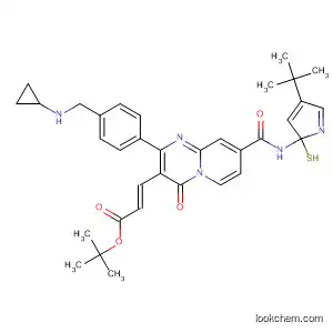Molecular Structure of 918308-78-8 (2-Propenoic acid,
3-[2-[4-[(cyclopropylamino)methyl]phenyl]-8-[[[4-(1,1-dimethylethyl)-2-thi
azolyl]amino]carbonyl]-4-oxo-4H-pyrido[1,2-a]pyrimidin-3-yl]-,
1,1-dimethylethyl ester, (2E)-)