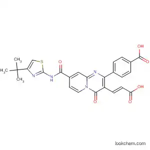 Molecular Structure of 918309-19-0 (Benzoic acid,
4-[3-[(1E)-2-carboxyethenyl]-8-[[[4-(1,1-dimethylethyl)-2-thiazolyl]amino]
carbonyl]-4-oxo-4H-pyrido[1,2-a]pyrimidin-2-yl]-)