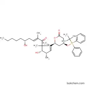 Molecular Structure of 918410-23-8 (2H-Pyran-2-one,
6-[(1E,3S,4S,7E,10R)-4,10-dihydroxy-1,3,5,5,7-pentamethyl-6-oxo-1,7-
pentadecadien-1-yl]-4-[[(1,1-dimethylethyl)diphenylsilyl]oxy]tetrahydro-,
(4S,6S)-)