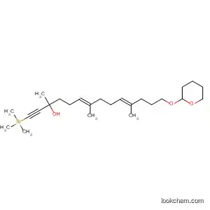 Molecular Structure of 918530-74-2 (6,10-Tetradecadien-1-yn-3-ol,
3,7,11-trimethyl-14-[(tetrahydro-2H-pyran-2-yl)oxy]-1-(trimethylsilyl)-,
(6E,10E)-)