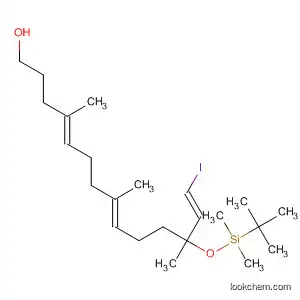 Molecular Structure of 918530-83-3 (4,8,13-Tetradecatrien-1-ol,
12-[[(1,1-dimethylethyl)dimethylsilyl]oxy]-14-iodo-4,8,12-trimethyl-,
(4E,8E,13E)-)