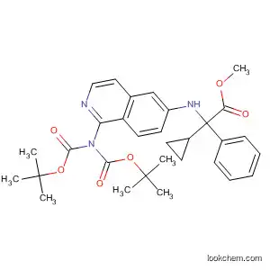 Molecular Structure of 918811-64-0 (Benzeneacetic acid,
a-[[1-[bis[(1,1-dimethylethoxy)carbonyl]amino]-6-isoquinolinyl]amino]-3-
cyclopropyl-, methyl ester)