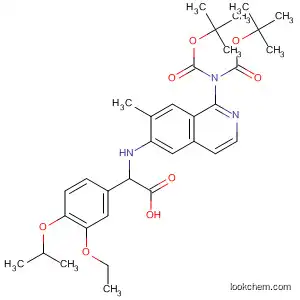 Molecular Structure of 918812-96-1 (Benzeneacetic acid,
a-[[1-[bis[(1,1-dimethylethoxy)carbonyl]amino]-7-methyl-6-isoquinolinyl]
amino]-3-ethoxy-4-(1-methylethoxy)-)