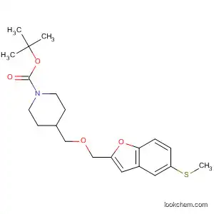 Molecular Structure of 918821-54-2 (1-Piperidinecarboxylic acid,
4-[[[5-(methylthio)-2-benzofuranyl]methoxy]methyl]-, 1,1-dimethylethyl
ester)