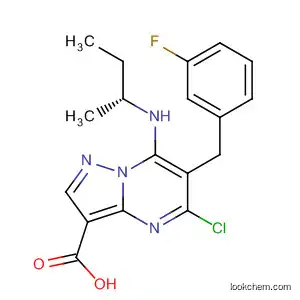 Molecular Structure of 918881-99-9 (Pyrazolo[1,5-a]pyrimidine-3-carboxylic acid,
5-chloro-6-[(3-fluorophenyl)methyl]-7-[[(1R)-1-methylpropyl]amino]-)
