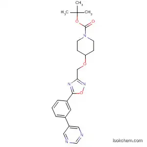 Molecular Structure of 918965-77-2 (1-Piperidinecarboxylic acid,
4-[[5-[3-(5-pyrimidinyl)phenyl]-1,2,4-oxadiazol-3-yl]methoxy]-,
1,1-dimethylethyl ester)