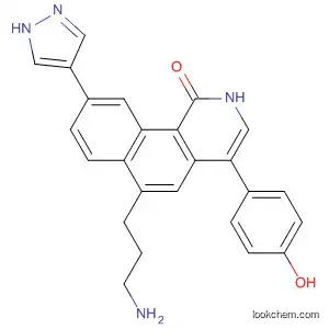 Molecular Structure of 919291-95-5 (Benz[h]isoquinolin-1(2H)-one,
6-(3-aminopropyl)-4-(4-hydroxyphenyl)-9-(1H-pyrazol-4-yl)-)