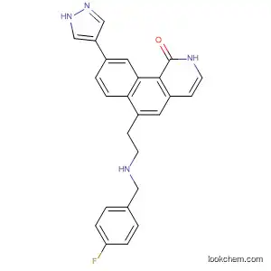 Molecular Structure of 919292-98-1 (Benz[h]isoquinolin-1(2H)-one,
6-[2-[[(4-fluorophenyl)methyl]amino]ethyl]-9-(1H-pyrazol-4-yl)-)