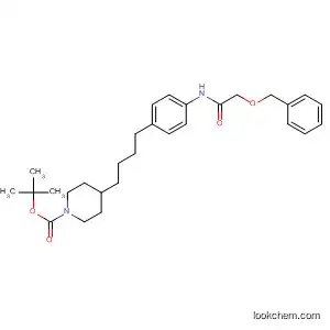 Molecular Structure of 919357-91-8 (1-Piperidinecarboxylic acid,
4-[4-[4-[[2-(phenylmethoxy)acetyl]amino]phenyl]butyl]-, 1,1-dimethylethyl
ester)
