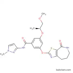 Molecular Structure of 919788-46-8 (Benzamide,
3-[(1S)-2-methoxy-1-methylethoxy]-N-(1-methyl-1H-pyrazol-3-yl)-5-[(5,6,
7,8-tetrahydro-4-oxo-4H-thiazolo[5,4-c]azepin-2-yl)oxy]-)