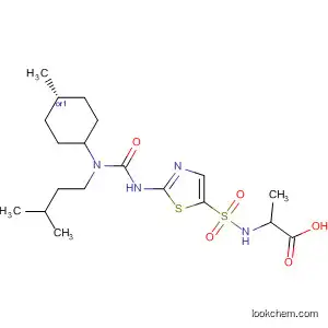 Molecular Structure of 919797-57-2 (b-Alanine,
N-[[2-[[[(3-methylbutyl)(trans-4-methylcyclohexyl)amino]carbonyl]amino]-
5-thiazolyl]sulfonyl]-)