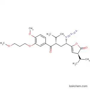 Molecular Structure of 919995-30-5 (2(3H)-Furanone,
5-[(1S,3S)-1-azido-3-[4-methoxy-3-(3-methoxypropoxy)benzoyl]-4-meth
ylpentyl]dihydro-3-(1-methylethyl)-, (3S,5S)-)