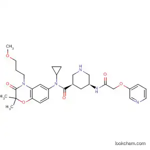 3-Piperidinecarboxamide,
N-cyclopropyl-N-[3,4-dihydro-4-(3-methoxypropyl)-2,2-dimethyl-3-oxo-2
H-1,4-benzoxazin-6-yl]-5-[[2-(3-pyridinyloxy)acetyl]amino]-, (3R,5S)-