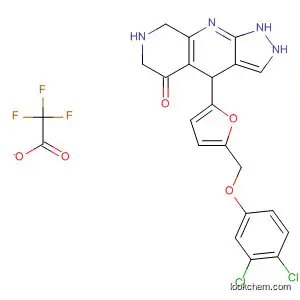 Molecular Structure of 920533-65-9 (5H-Pyrazolo[3,4-b][1,7]naphthyridin-5-one,
4-[5-[(3,4-dichlorophenoxy)methyl]-2-furanyl]-1,2,4,6,7,8-hexahydro-,
2,2,2-trifluoroacetate (1:1))