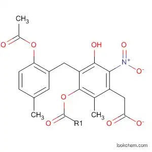 Molecular Structure of 34636-60-7 (Phenol, 2-[[2-(acetyloxy)-5-methylphenyl]methyl]-4-methyl-6-nitro-,
acetate (ester))
