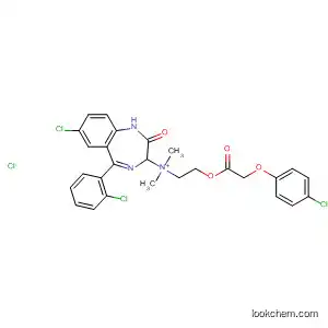 Molecular Structure of 52994-98-6 (1H-1,4-Benzodiazepin-3-aminium,
7-chloro-N-[2-[[(4-chlorophenoxy)acetyl]oxy]ethyl]-5-(2-chlorophenyl)-2,3
-dihydro-N,N-dimethyl-2-oxo-, chloride)