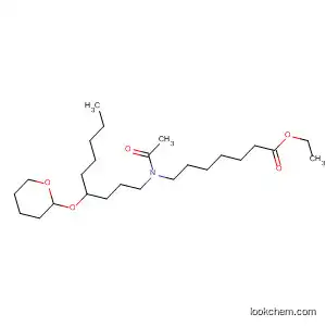 Molecular Structure of 54460-24-1 (Heptanoic acid,
7-[acetyl[4-[(tetrahydro-2H-pyran-2-yl)oxy]nonyl]amino]-, ethyl ester)