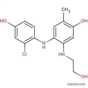 Molecular Structure of 57524-48-8 (Phenol,
4-[(2-chloro-4-hydroxyphenyl)amino]-5-[(2-hydroxyethyl)amino]-2-methyl
-)