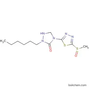 Molecular Structure of 57773-94-1 (1,2,4-Triazolidin-3-one,
2-hexyl-4-[5-(methylsulfinyl)-1,3,4-thiadiazol-2-yl]-)