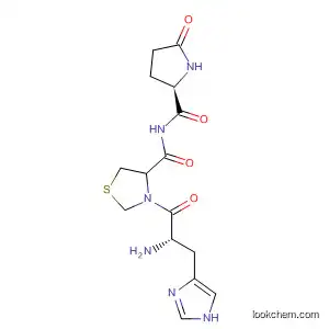Molecular Structure of 57817-98-8 (4-Thiazolidinecarboxamide, 3-[N-(5-oxo-L-prolyl)-L-histidyl]-, (R)-)