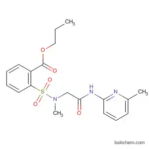Molecular Structure of 58817-94-0 (Benzoic acid,
2-[[methyl[2-[(6-methyl-2-pyridinyl)amino]-2-oxoethyl]amino]sulfonyl]-,
propyl ester)