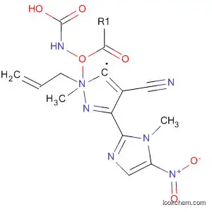 Molecular Structure of 61274-81-5 (Carbamic acid,
[4-cyano-1-methyl-3-(1-methyl-5-nitro-1H-imidazol-2-yl)-1H-pyrazol-5-yl]
-, 2-propenyl ester)