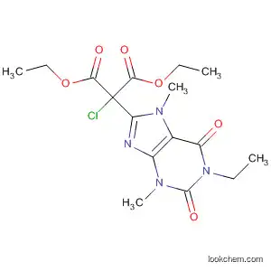 Molecular Structure of 61328-95-8 (Propanedioic acid,
chloro(1-ethyl-2,3,6,7-tetrahydro-3,7-dimethyl-2,6-dioxo-1H-purin-8-yl)-,
diethyl ester)