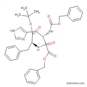 Molecular Structure of 61364-46-3 (L-Phenylalanine, N-[N,1-bis[(phenylmethoxy)carbonyl]-L-histidyl]-,
1,1-dimethylethyl ester)